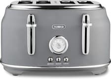 Image of Tower T20065GRY Renaissance 4 Slice Toaster, 7 Browning Levels, Grey.