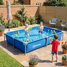 Image of Metal Frame Swimming Pool, Rectangular Frame Pool, 229 x 160 x 43 cm, Blue