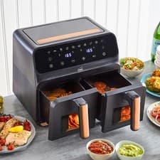 Image of Neo Air Fryer Dual Two Double Drawer Black Copper Glass Window Electric 8.5L