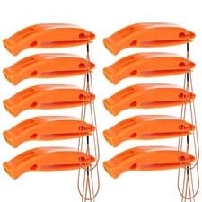 Image of 10 Emergency Distress Survival Whistle With Lanyard Hiking Camping Safety Orange