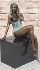 Image of Nude Girl Erotic Athletic Sensual Elegant Bronze Marble Statue Classical Art 401