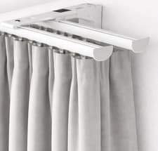 Image of DOUBLE METAL CURTAIN TRACK DISCRETE WALL FIX 132-170mm GLIDE RAIL FOR WINDOWS