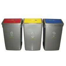 Image of Slingsby Recycling Waste Bins 60 L Grey Assort Lids Plastic Paper 69cm High x 3