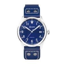 Image of Accurist Aviation 41mm Mens Round Silver Analogue Watch with Blue Strap