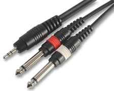 Image of 3.5mm Stereo Jack to 2x 6.35mm 1/4" Mono Jack Plugs 3m HIGH QUALITY PULSE LEAD