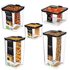 Image of Sistema Tritan Ultra Square Food Storage Clear Black Airtight Kitchen Container