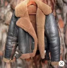 Image of B3 RAF Brown Men's Bomber Flying Aviator Fur Irvin Faux Fur Leather Jacket