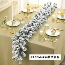 Image of 9ft Christmas Garland Bushy Pine Snow Frosted Wreath Xmas Stairs Fireplace Decor