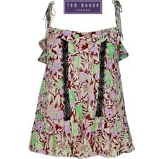 Image of Ted Baker Cami Top UK 12- 14 (Size 3) Multicolour Frill Detail BNWT RRP £150