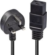 Image of LINDY 2M UK 3 Pin Plug to IEC C19 Power Cable Black