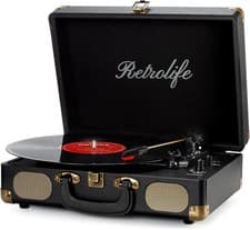 Image of Retrolife R609 Vinyl Record Player Bluetooth 33/45/78 Suitcase Speakers 44% Off