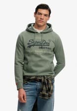 Image of Superdry Hoody Overhead Long Sleeve Pullover VL Heritage Relaxed Hoodie Green