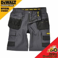Image of DeWalt Mens Work Shorts Grey Tuff Rip Stop Cargo Holster Pocket, Double Stitched