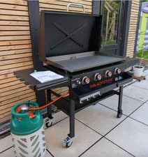 Image of Large Gas BBQ Grill Steel Griddle Barbecue Pan Outdoor Garden Cooking Table Hood