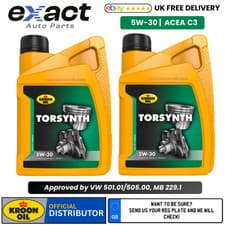 Image of KROON OIL Torsynth 5W-30 Approved Under MB 229.3, MB 226.5, VW 502 00 - 1L x 2