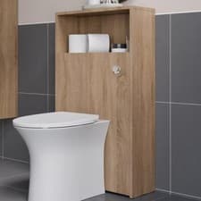 Image of Wood Back to Wall Toilet Unit Only - 600mm Modern Bathroom Storage