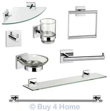 Image of Croydex Chester Flexi-Fix - Chrome Wall Mounted X Plate Bathroom Accessories