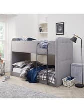 Image of Charlie Fabric Bunk Bed Grey | Upholstered | 70kg Load | Metal Ladder