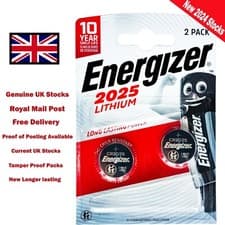 Image of 2x Energizer CR2025 3V Lithium Coin Cell Battery DL2025