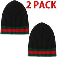 Image of Unisex Knitted Beanie Hat 100% Acrylic Winter Warm Soft Wool Cap One Size