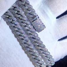 Image of 10Mm CZ Stone Cuban Link Chain Silver Gold Plated Iced Out Miami Cuban Chain Nec