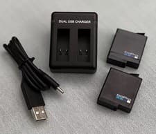 Image of 2 x Genuine GoPro Hero7/6/5 Black battery + Dual Battery Charger (OEM)