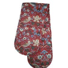 Image of William Morris Strawberry Thief Red Double Oven Glove