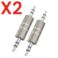 Image of 2 Pack 3.5mm Stereo Jack Plug Male to Male Metal Coupler Adapter Connectors