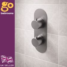 Image of Gunmetal Grey Round Concealed Shower Valve Dual Outlet Thermostatic Mixer