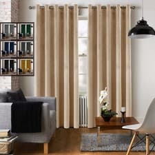Image of Thick Thermal Velvet Blackout Curtains Eyelet Ring Top Fully Lined Ready Made UK