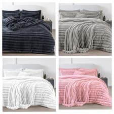 Image of Big Cord Teddy Fleece Cosy Warm Bedding Set Duvet Pillow Cushion Covers & Throw