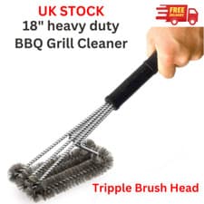 Image of 18" Triangle Metal BBQ Grill Cleaning Brush Heavy Duty 3-Branch Steel Durable