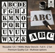 Image of Alphabet Letter Stencils Set A-Z Army Military Workshop Stencils 15mm-100mm