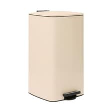 Image of 1x 30L Square Stainless Steel Kitchen Pedal Bin with Soft Close Lid Beige