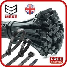 Image of Black Cable Ties Zip Ties Nylon Wraps Small Short Long Thin Thick Heavy Duty Tie