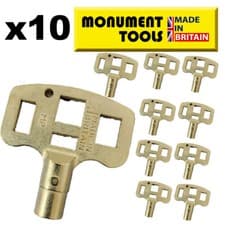 Image of 10 Monument Radiator Bleed Plumbing Key - Balance, Drain Off & Lockshield Valves