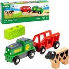 Image of BRIO World Battery Powered Farm Train Engine for Kids Age 3 Years Up - Wooden Ra