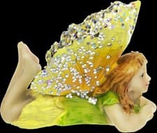 Image of Darice Fairy Garden Day Dreaming Fairy Pastel Yellow and Green Resin 2019