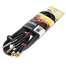 Image of PD Connex 2x RCA Phono to 2x 6.35mm Male Jack Cable - 3m - Audio Lead