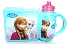 Image of DISNEY FROZEN LUNCHBOX WITH SPORT BOTTLE SET 25 x 12x 6cm SCHOOL TRAVEL BLUE 2PC