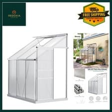 Image of Robust 6x4ft Lean-to Greenhouse, Aluminum Frame, Clear Polycarbonate Panels