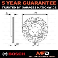 Image of Brake Discs Front Bosch Fits Peugeot Citroen Vauxhall Opel DS Citro�n