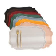 Image of Solid Color Place Mat Faux Leather Heat Resistant Mat  Table