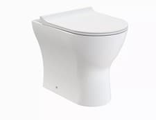 Image of Rimless Back to Wall Toilet Pan with Soft Close Sandwich Seat, Modern Compact Ce