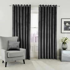 Image of Luxury Velvet Curtains PAIR of Blackout Eyelet Ring Top Fully Lined Ready Made