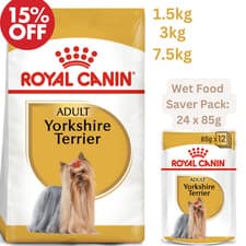 Image of Royal Canin Yorkshire Terrier Dry Adult Dog Food 1.5Kg, 3kg, 7.5Kg And 24 x 85g