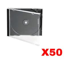 Image of 50 x CD JEWEL CASES COMPLETE WITH BLACK TRAYS / HIGHEST PREMIUM QUALITY