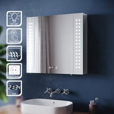 Image of LED Bathroom Mirror Cabinet With Shaver Socket Storage/Demister/Sensor Switch