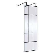Image of Hudson Reed 700mm Abstract Grid Wet Room Screen 8mm Glass Support Bar & Feet