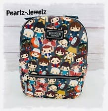 Image of Loungefly Stranger Things Chibi Characters Allover Demogorgon Mini Backpack NWT